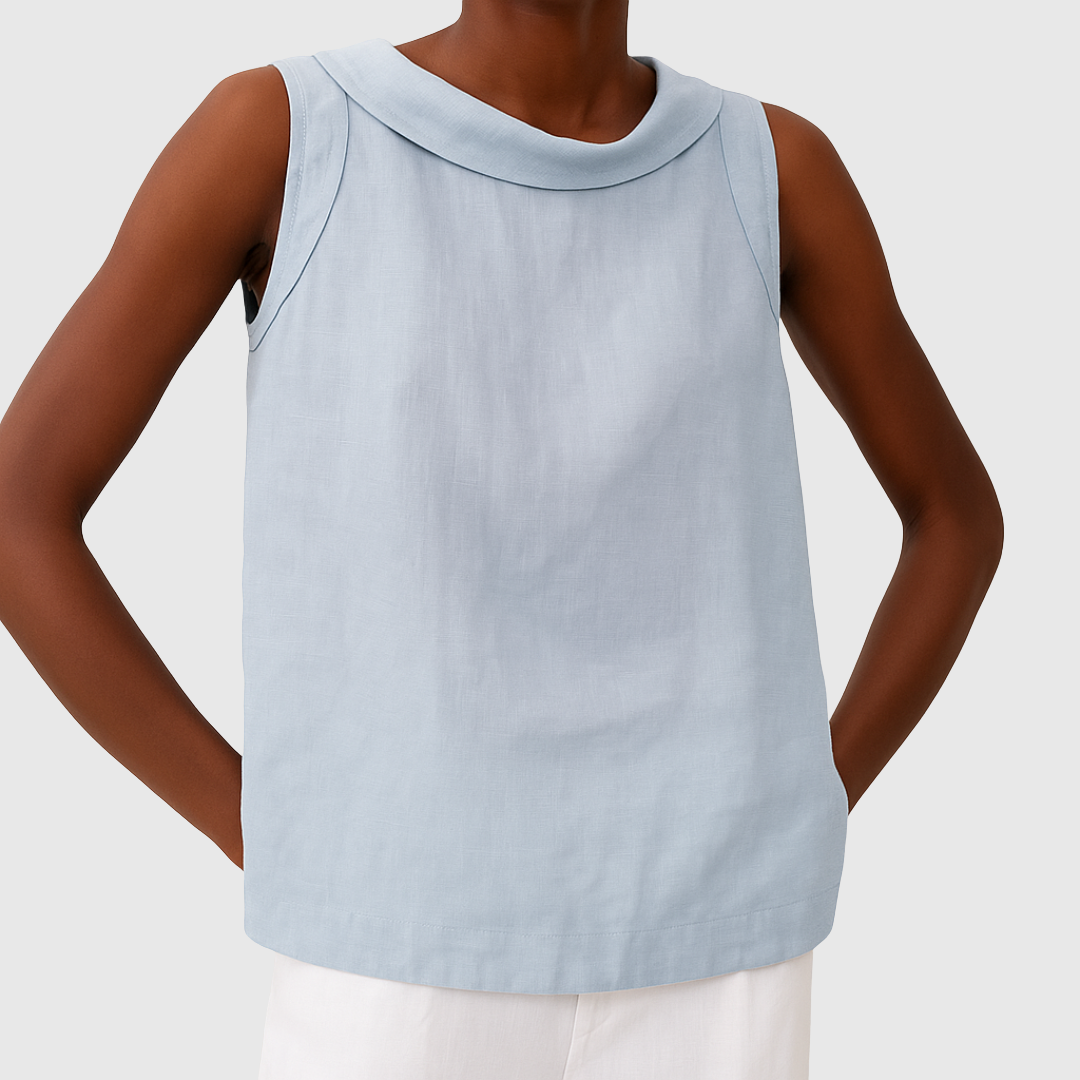 Thalia | Sleeveless Roll Collar Top
