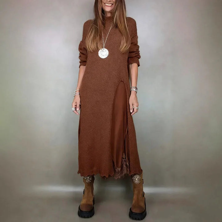 Evalina | Elegant Knit & Lace Two-Piece Set