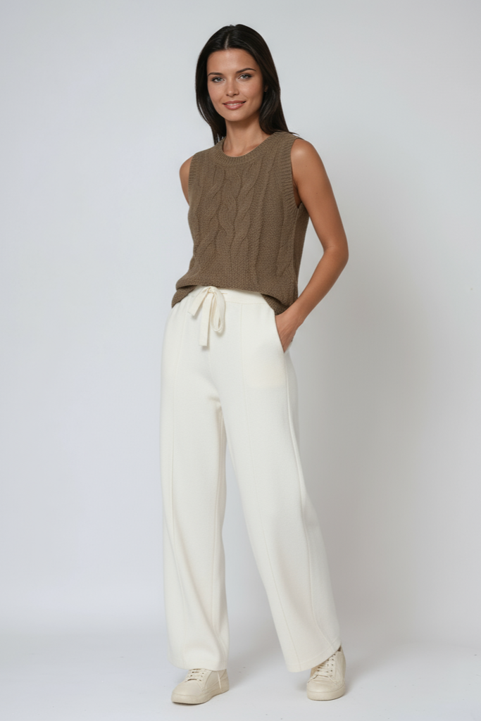 Knitted Trousers | Straight Legs and Drawstring Waist