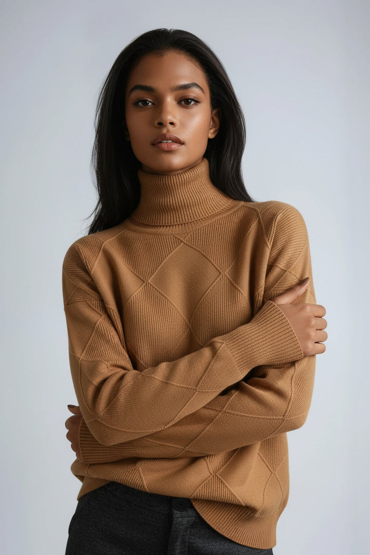 Sky | Turtleneck Sweater with Diamond Pattern